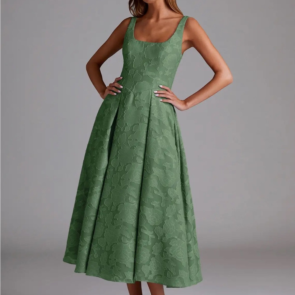 ADELIE EUCALYPTUS A-LINE MIDI DRESS